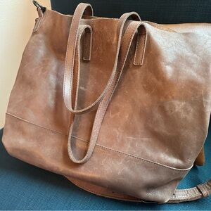 Fashionable brown leather tote
